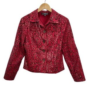Vintage Linear Red Shiny Animal Print Jacket 90s Y2K